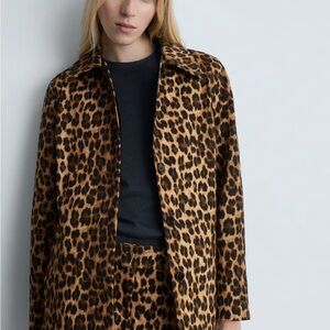 Mango Leopard Print Women's Coat
